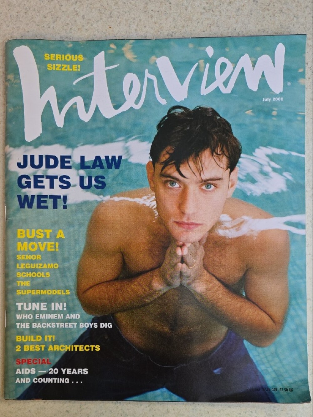 Vintage July 2001 Interview Magazine Jude Law Cover Collectible Magazine Y2K